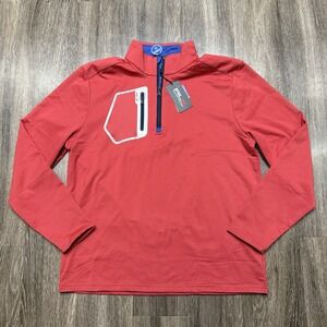 RLX Ralph Lauren Golf 1/4 Zip Pullover Red Wicking Men's Size Large